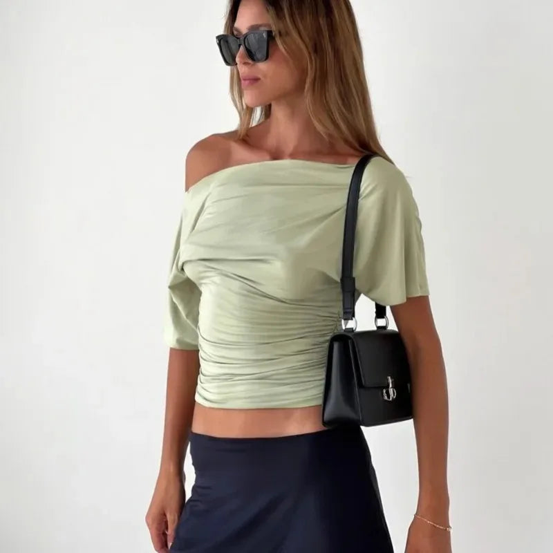 One Shoulder Summer Top For Women Slim Fit