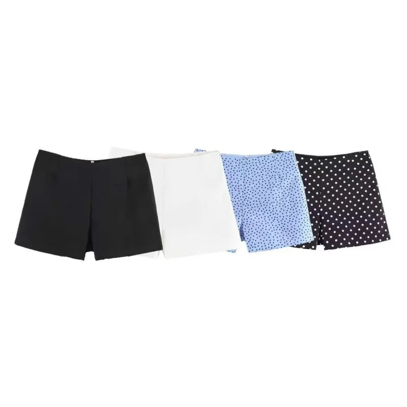 High Waist Mini Shorts For Women With Side Zipper
