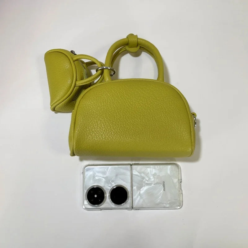 Mini PU Leather Crossbody Bag Set For Women With Short Handle Purses