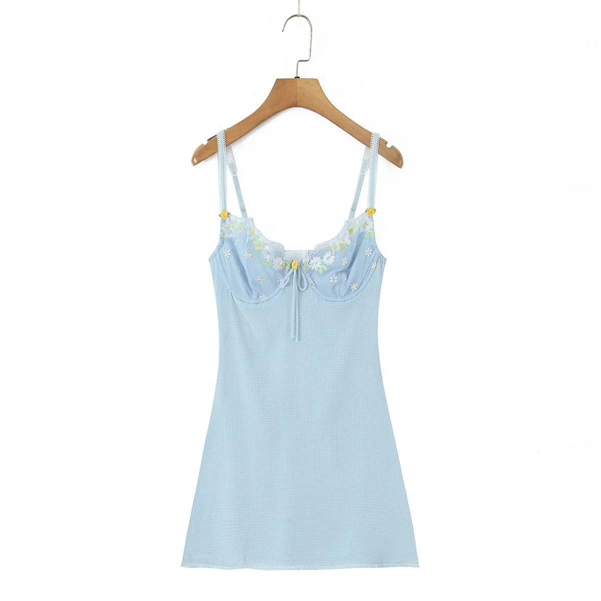 Women Sweet Lace Neckline Backless Short Dress