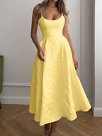 Backless O Neck Sling Maxi Dress A Line Slim