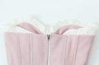 Fashion Bow Chic Fish Bone Tube Sexy Slim Backless Corset Y2K Strapless Cropped Top