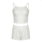 Sultry Suspender Sleep Set With Lightweight Top And Shorts