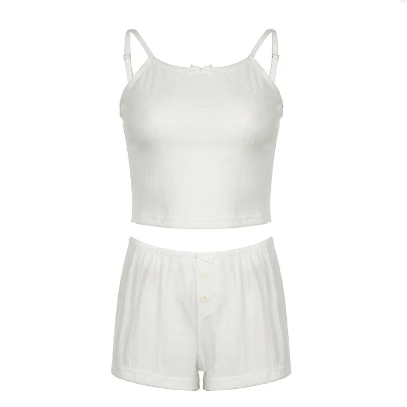 Sultry Suspender Sleep Set With Lightweight Top And Shorts