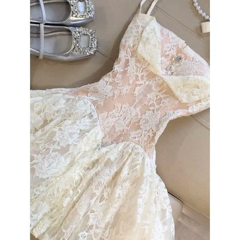 Whimsical French Lace Dress With Harajuku Gyaru Vibe Kawaii Flair