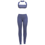 Dot Print Halter Top And Slim Leggings Set