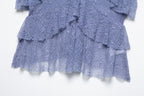 Pleated Ruffles Skirt & Lace Crochet Sling Camis Tank V Neck Top Set