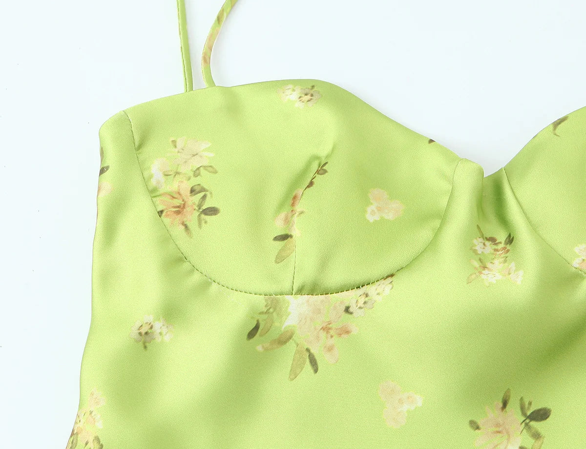 Floral Print Summer Sling Dress With Spaghetti Straps