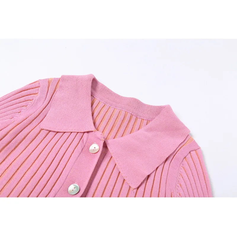 Irregular Pink Cardigan With Removable Layer For Women Soft Knit Top Modern