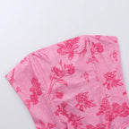 Strapless Printed Corset Top With Lace Up Details Hollow Out