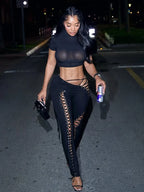 Midnight Halter Camisole Set With Shirred Pants