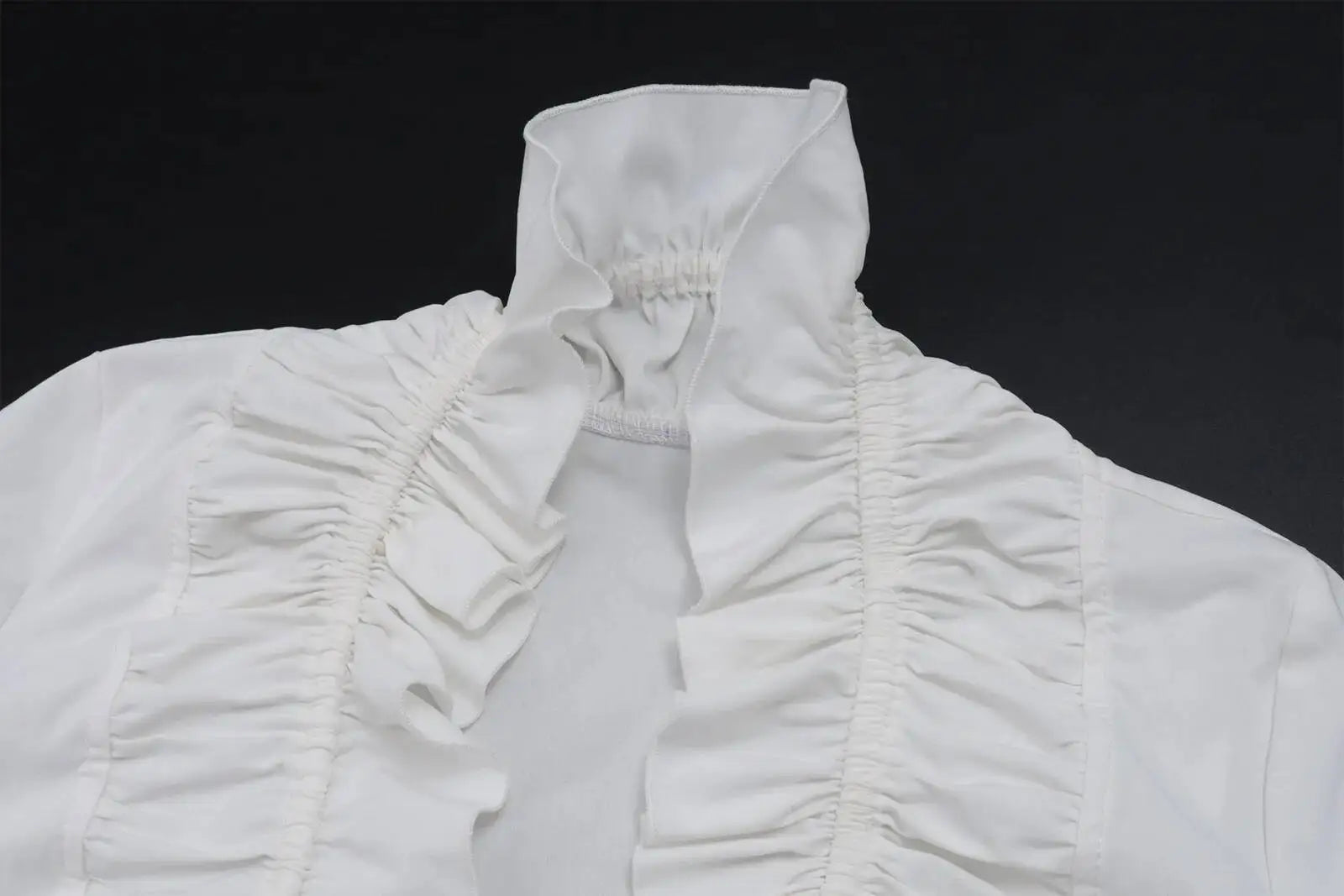 Sexy Deep V Neck Ruched White Crop Top With Ruffles And Lace Up Short Sleeves