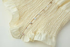 Lightweight Blouse With Puff Sleeves Tie Neck Ruffle Collar Retro Style