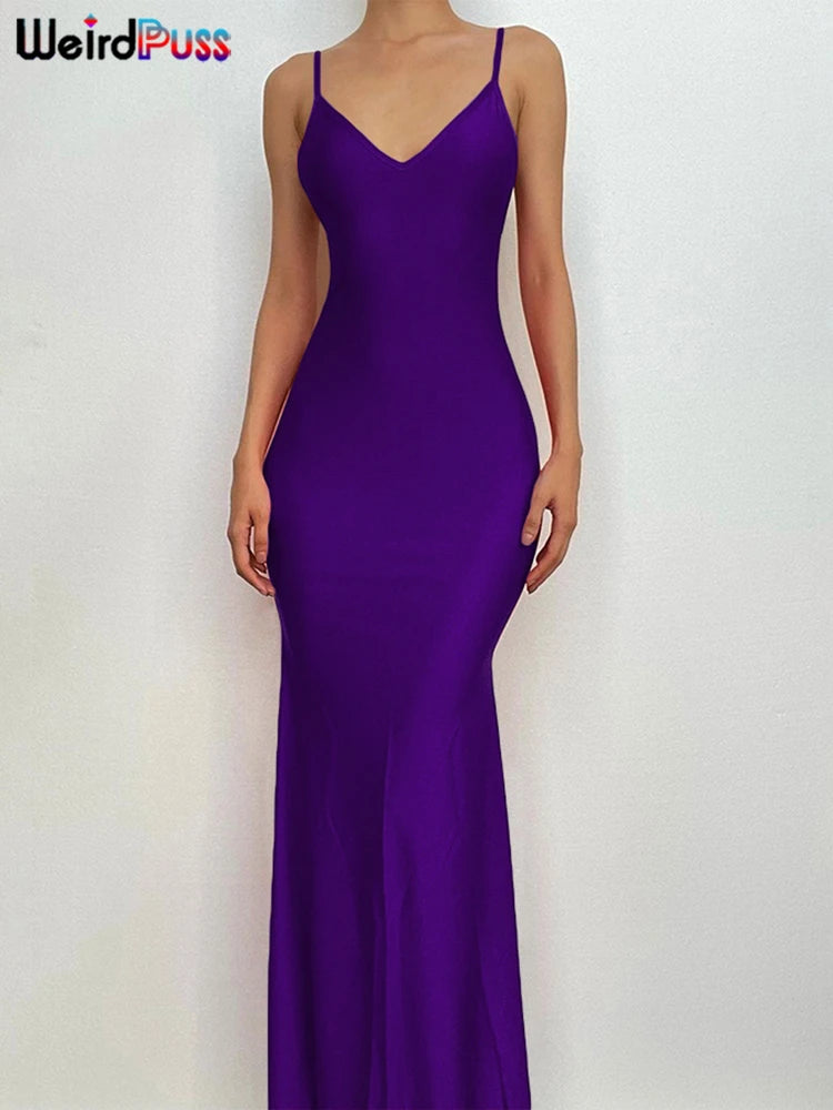 Coquette Backless V-Neck Evening Maxi Dress With Mermaid Silhouette