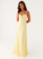 Yellow Cami Maxi Dress With Spaghetti Straps