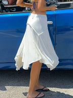Casual Irregular Lace Up Skirt For Women Low Waisted