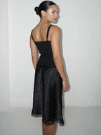 Patchwork Lace Print Polka Dot Women High Waist A-line Mini Skirt