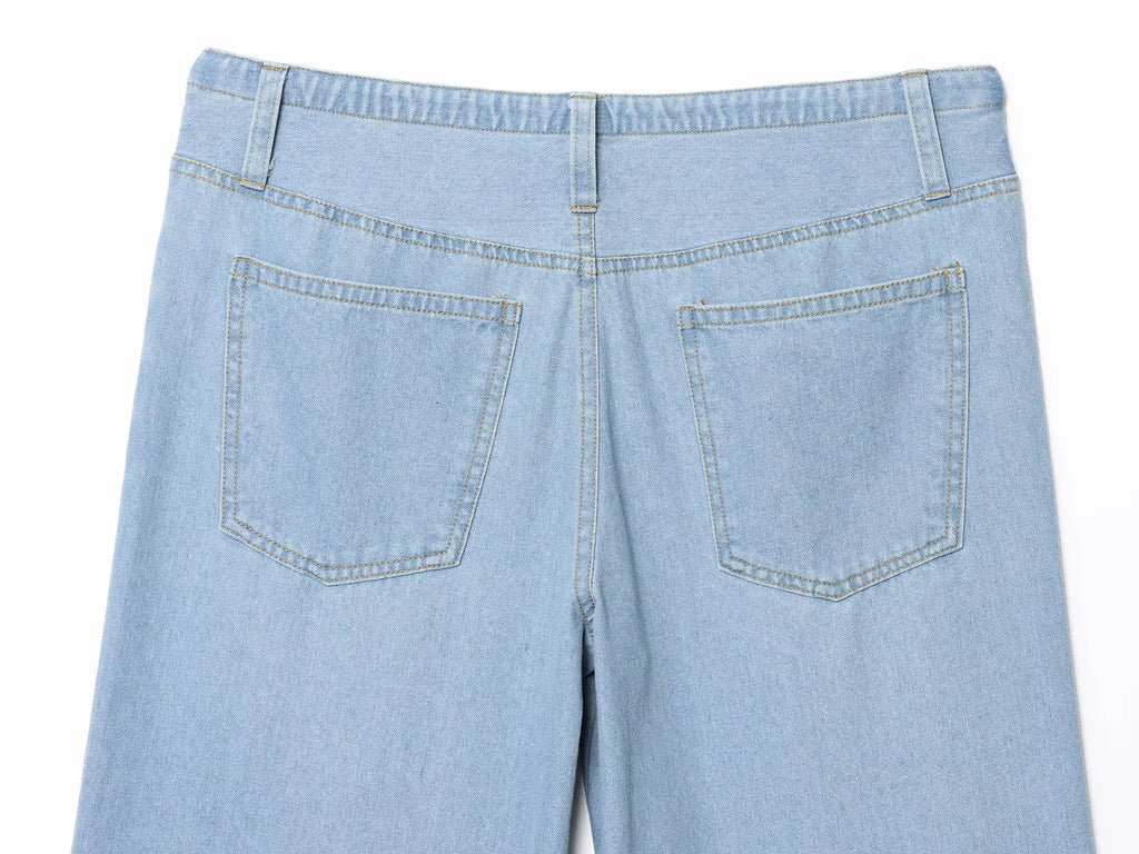 Two-piece Set For Women With Backless Top And Casual Cowboy Pants Ensemble