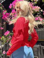Chiffon Sheer Crop Tank Top With V Neck And Flare Sleeves