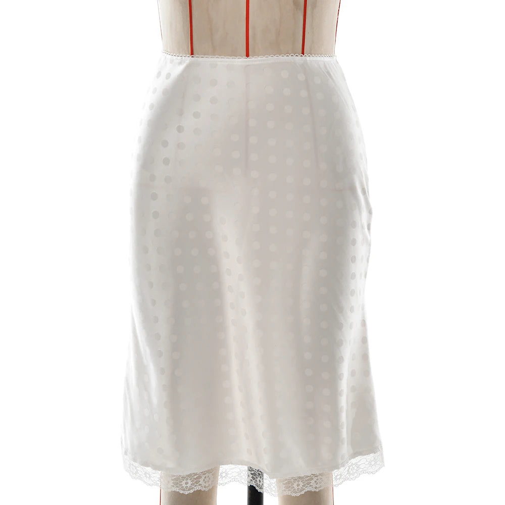 Patchwork Lace Print Polka Dot Women High Waist A-line Mini Skirt