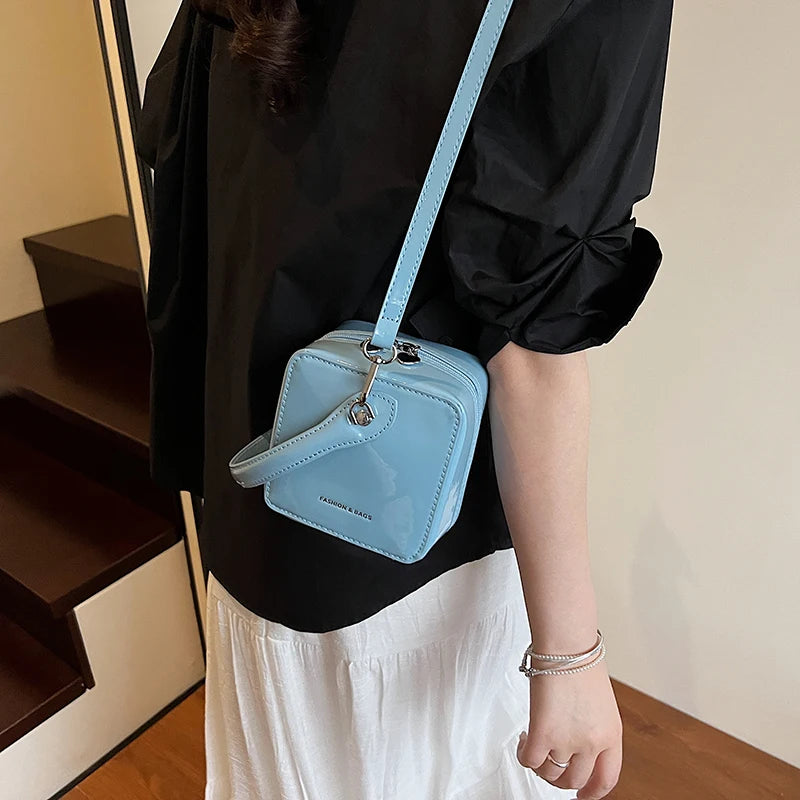 Mini Box PU Leather Crossbody Bag With Short Handle Phone Friendly Compact