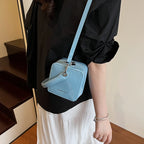 Mini Box PU Leather Crossbody Bag With Short Handle Phone Friendly Compact