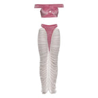 Velvet Two-piece Set Hollow Tank Top And Ruched Skirt Coquette Vibe