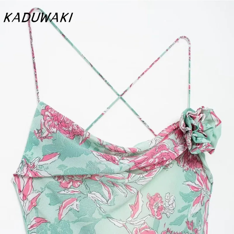 Fairy Garden Coquette Style Floral Print Dress For Women Knee Length