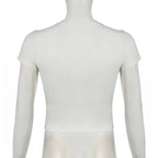 Animal Print Crop Top In White Slim Fit Crewneck Tee For Casual Vintage Vibe Everyday Chic