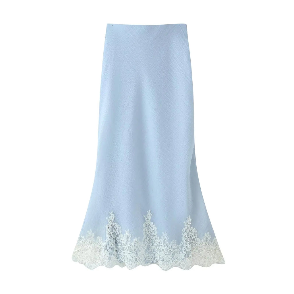 Patchwork Lace Camisole Top And Midi Skirt Set