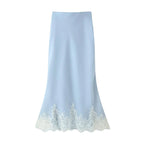 Patchwork Lace Camisole Top And Midi Skirt Set