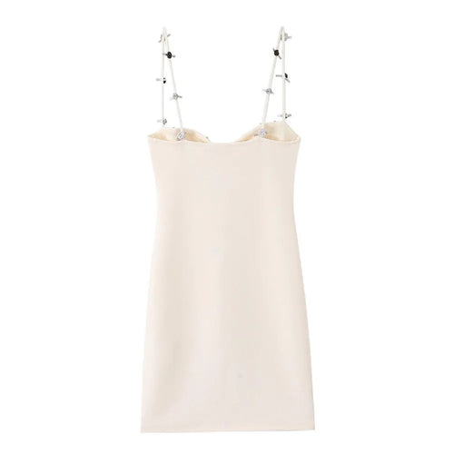 Beige Floral Applique Strap Corset Dress With 3D Flowers And Mini