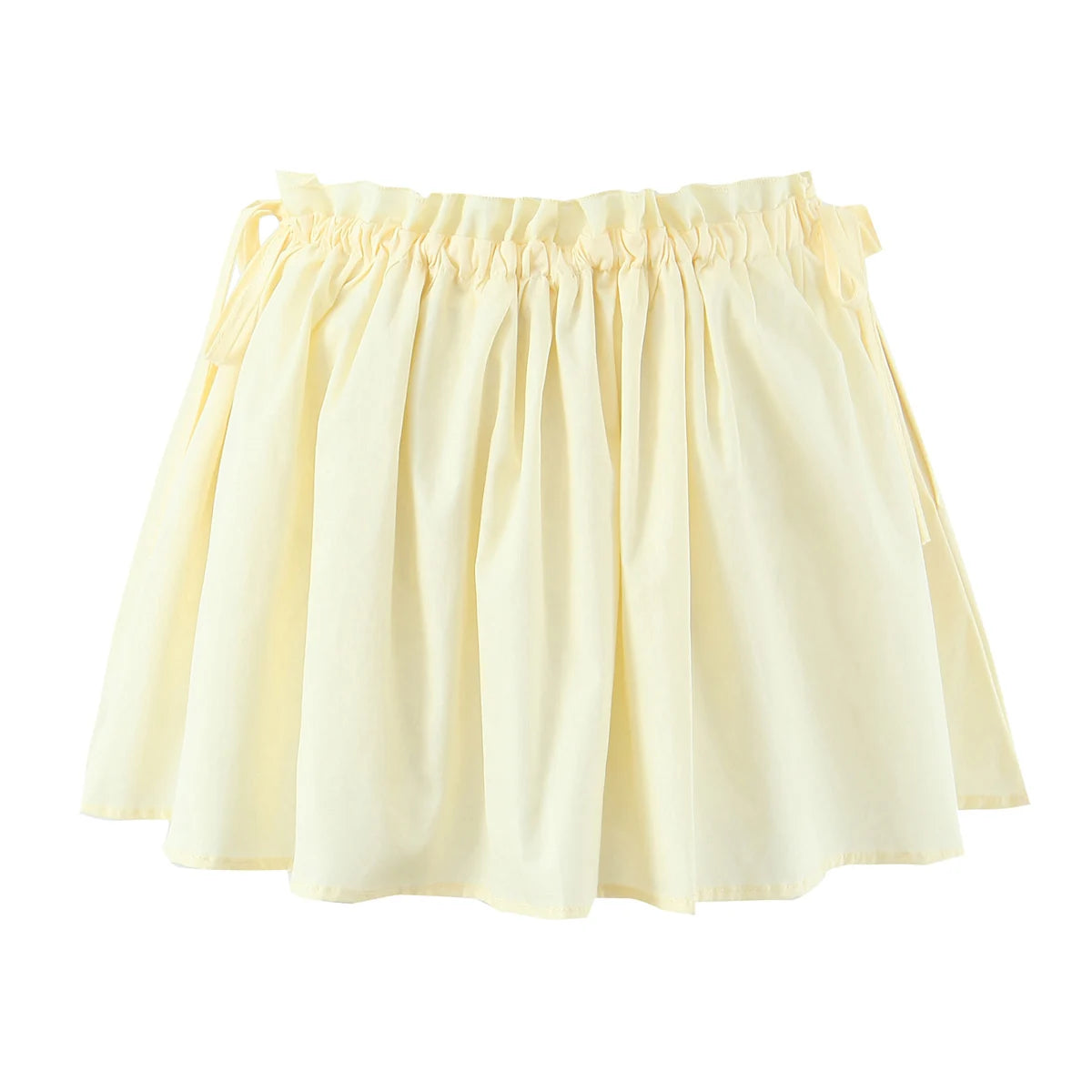 Radiant Bow Accent Ruched Bust Tank Top With Open Button Front And Rope Laced Waist Mini Skirt Set