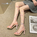 Glam Pink Satin Butterfly Strappy Heels