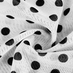 White Polka Dot Chiffon Backless Strapless Dress With Empire Waist