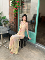 Romantic Floral Lace Long Mermaid Dress With Backless Silhouette