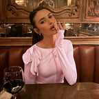 Long Sleeve Belted Top With Gathered Design