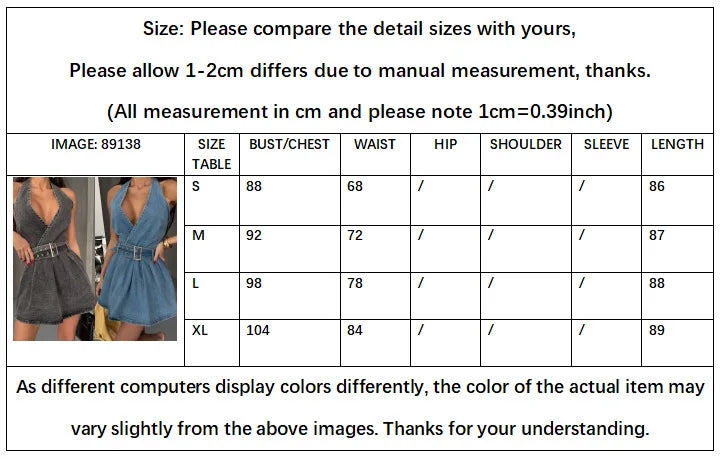 Halter Neck Backless Denim Dress With Belt Street Style Sleeveless Mini Edition
