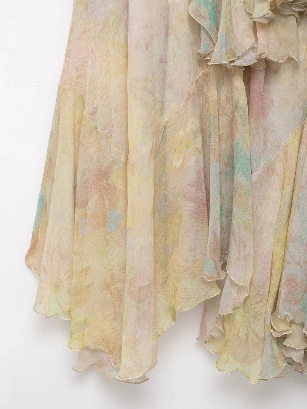 Tiered A-Line Print Ruffle Skirt