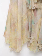 Tiered A-Line Print Ruffle Skirt
