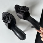 Floral Summer Slides With Low Heels