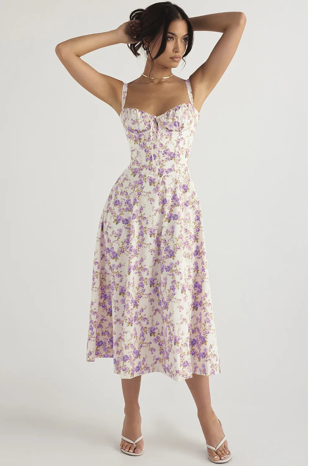 Spaghetti Strap Maxi Dress With Wrap Bow Lace Up Front Elegant Long Gown