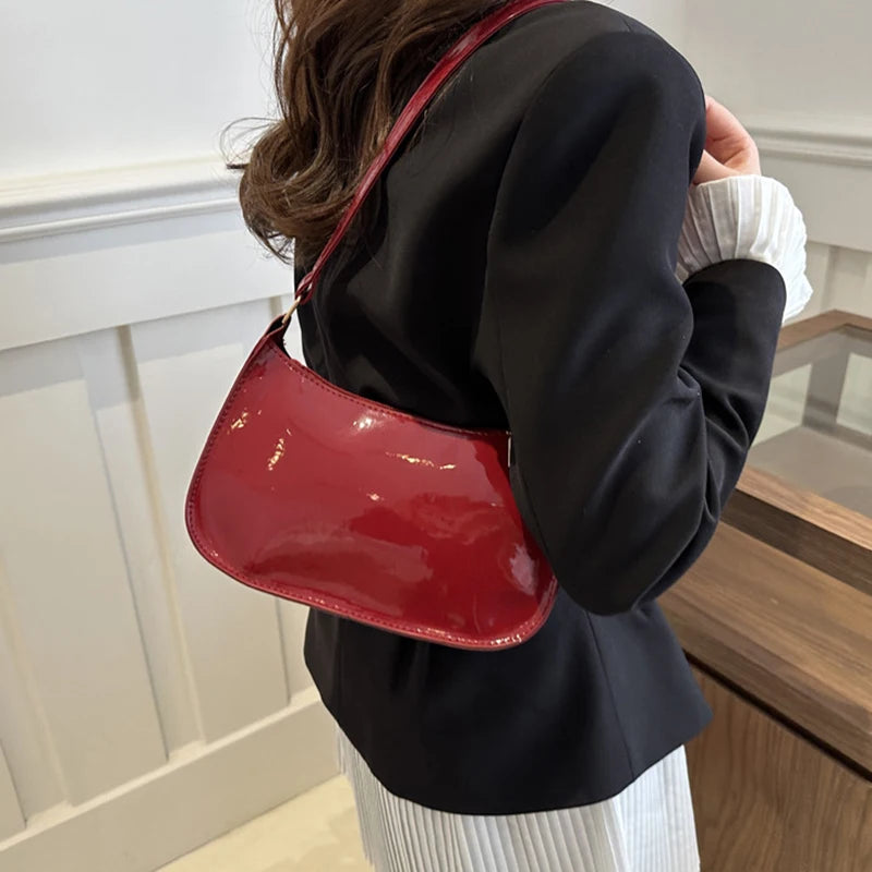 Retro Solid PU Leather Shoulder Bag For Women Chic Casual Hobo