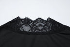 Flirty Lace Sheer V Neck Sleeveless Crop Top With Button Front Slim Fit