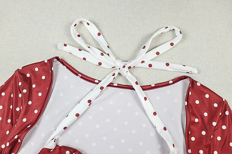 Red Polka Dot Halter Crop Top And Capri Set For Women