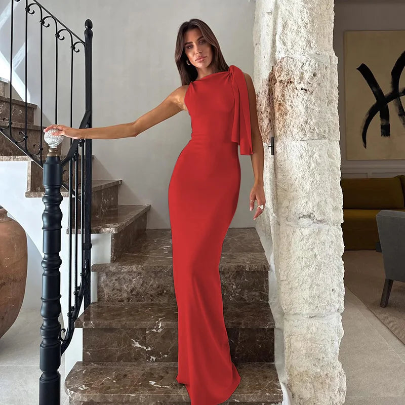 Sleeveless Bodycon Maxi Dress - Patchwork O-Neck