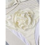 Floral 3D Detail Bikini Swimsuit With High Waist And Wrinkled Texture For Beach Days