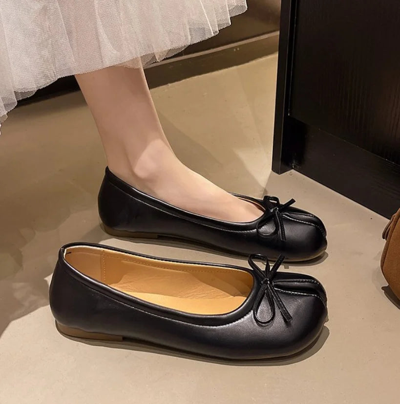 Tabi Style Leather Flats For Women Cozy Split Toe Slip On Shoes