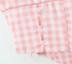 Pink Plaid Crop Top With Slash Collar