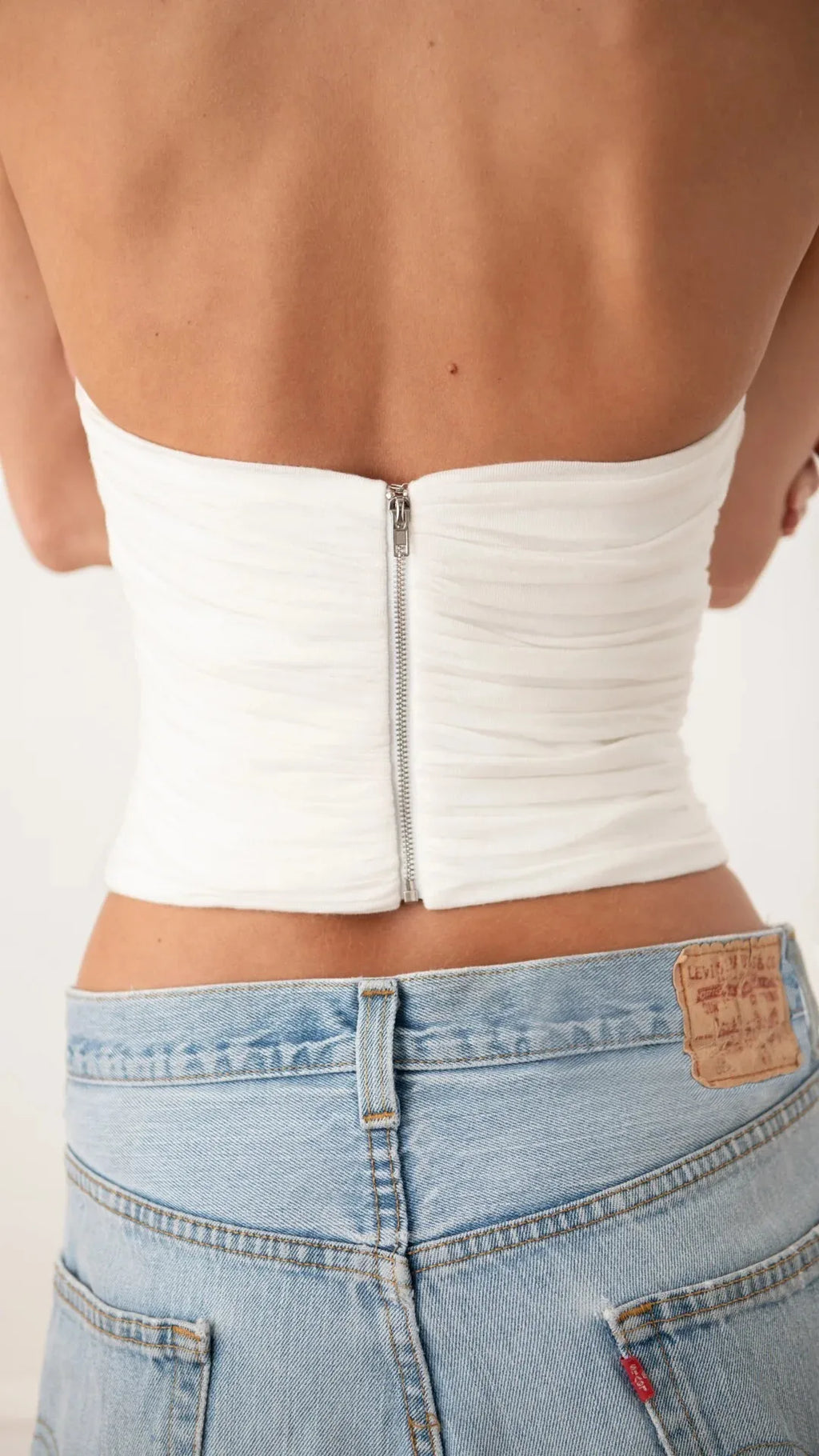 Ruched Halter Backless Top Double Layer